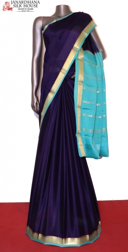 Contrast Classic Pure Mysore Crepe Silk Saree
